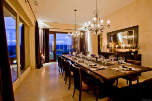 Argentina luxury dove hunting lodge dining room — gourmet meals and wine